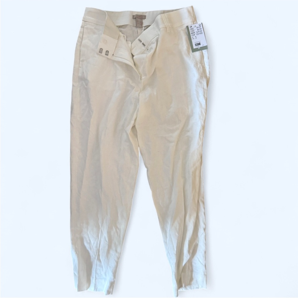 ivory/ white NWT H&M linen blend pants